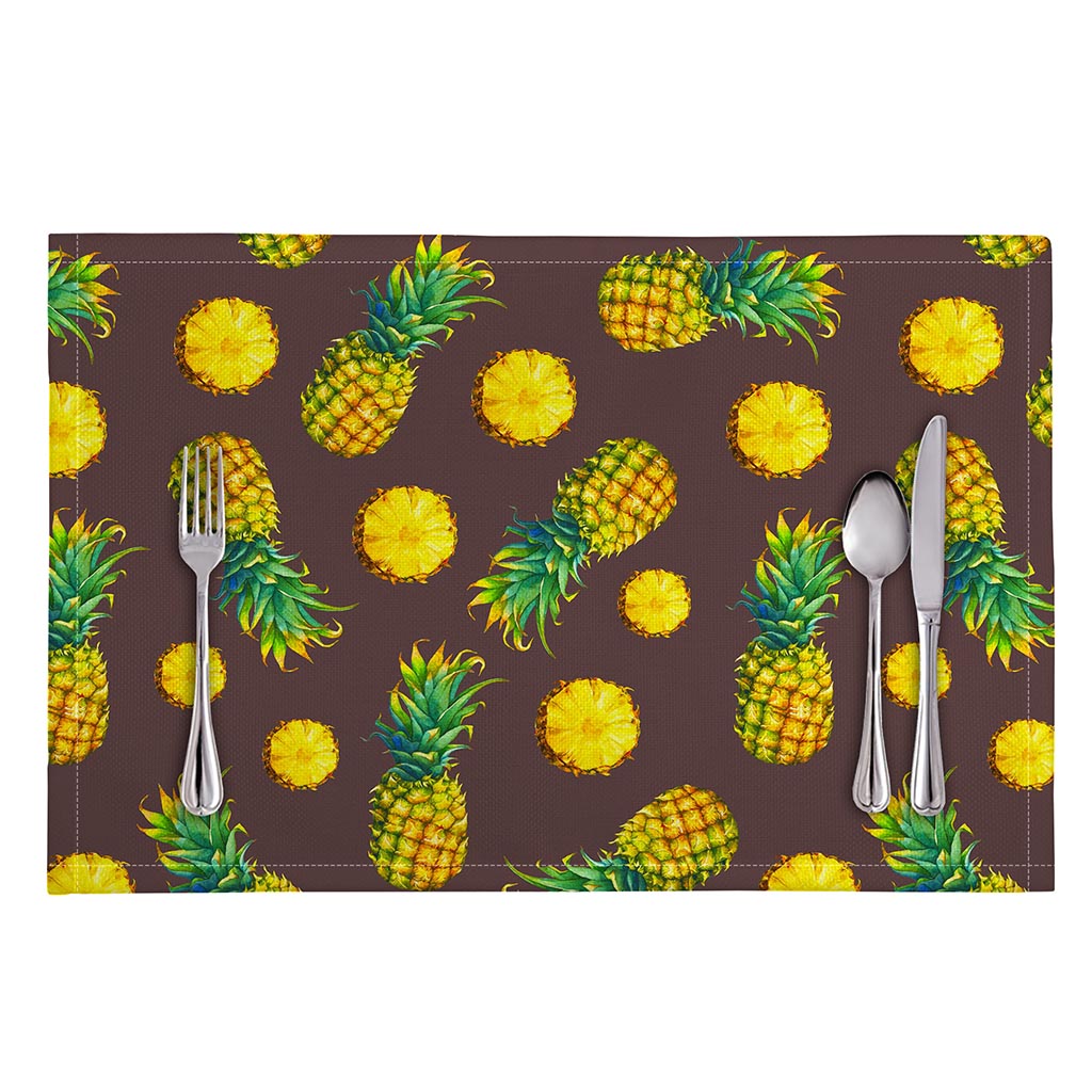 Brown Pineapple Pattern Print Placemat