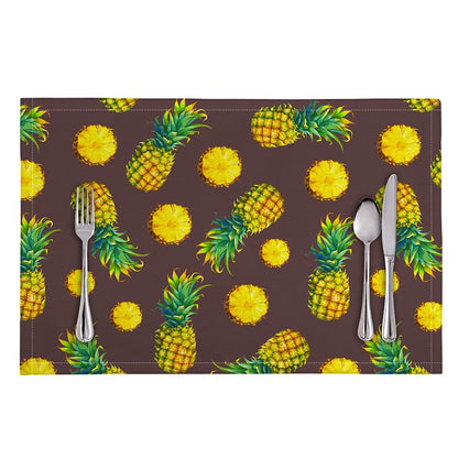 Brown Pineapple Pattern Print Placemat