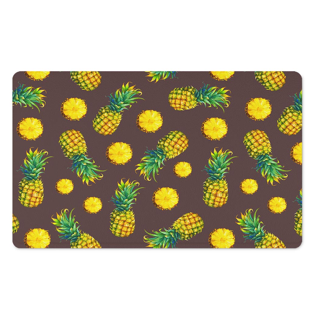 Brown Pineapple Pattern Print Polyester Doormat