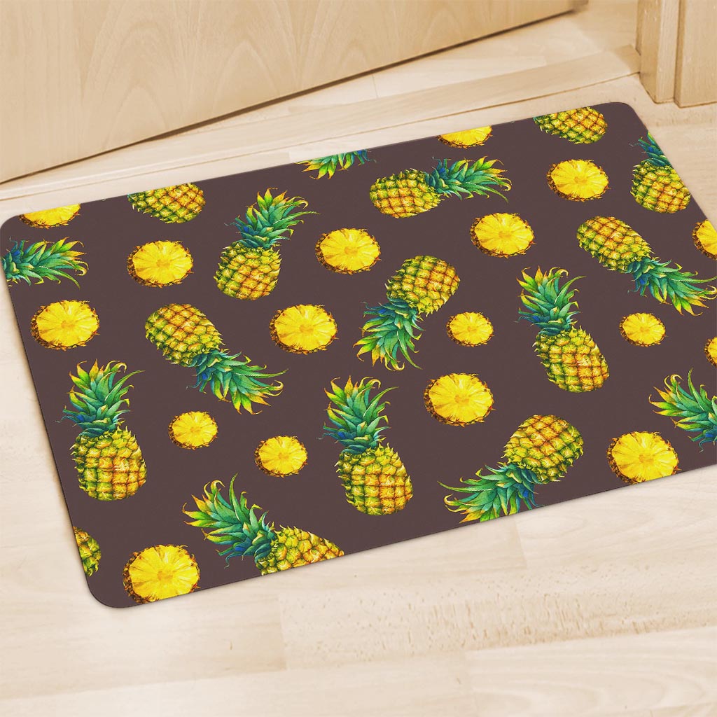 Brown Pineapple Pattern Print Polyester Doormat
