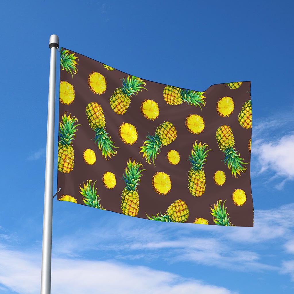 Brown Pineapple Pattern Print Polyester Flag