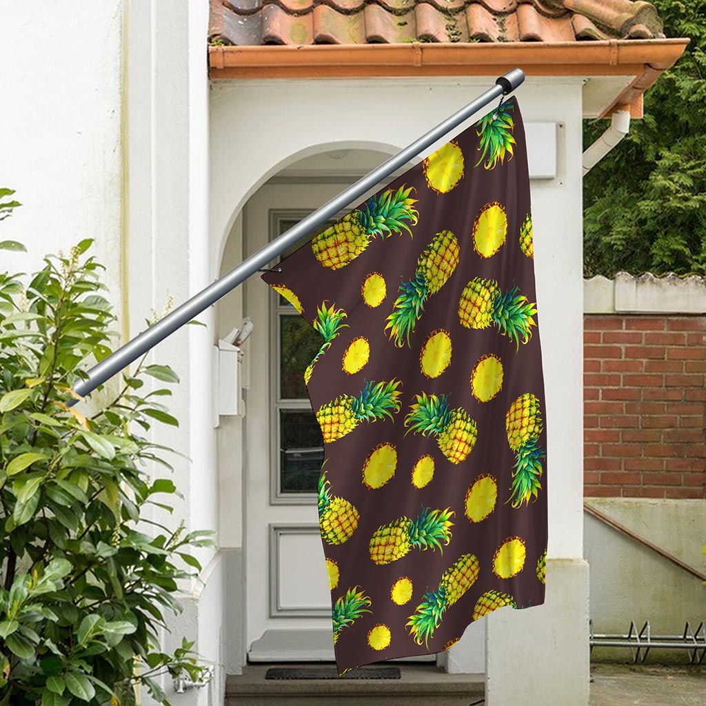Brown Pineapple Pattern Print Polyester Flag