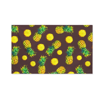 Brown Pineapple Pattern Print Polyester Flag