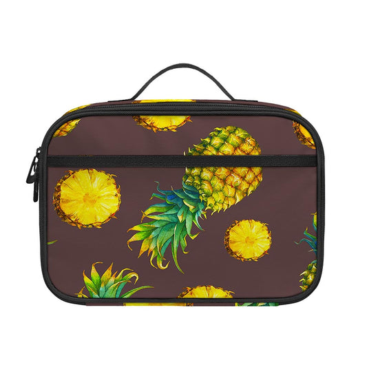 Brown Pineapple Pattern Print Portable Lunch Bag
