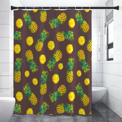 Brown Pineapple Pattern Print Premium Shower Curtain