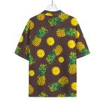 Brown Pineapple Pattern Print Rayon Hawaiian Shirt
