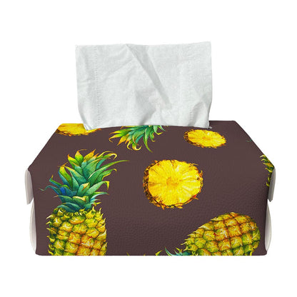 Brown Pineapple Pattern Print Rectangle Tissue Box Cover