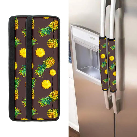 Brown Pineapple Pattern Print Refrigerator Handle Covers