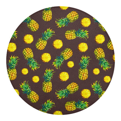 Brown Pineapple Pattern Print Round Blanket