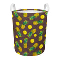 Brown Pineapple Pattern Print Round Laundry Basket