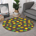 Brown Pineapple Pattern Print Round Rug