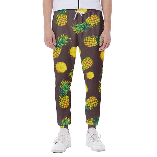 Brown Pineapple Pattern Print Scuba Joggers