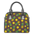 Brown Pineapple Pattern Print Shoulder Handbag