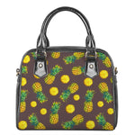 Brown Pineapple Pattern Print Shoulder Handbag