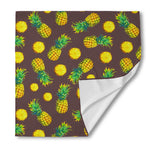 Brown Pineapple Pattern Print Silk Bandana