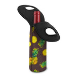 Brown Pineapple Pattern Print Single Neoprene Wine Tote