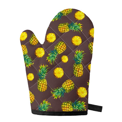 Brown Pineapple Pattern Print Single Oven Mitt