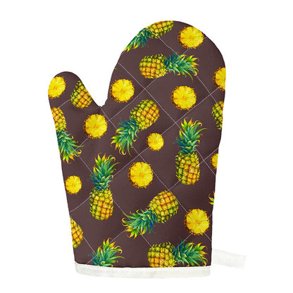 Brown Pineapple Pattern Print Single Oven Mitt