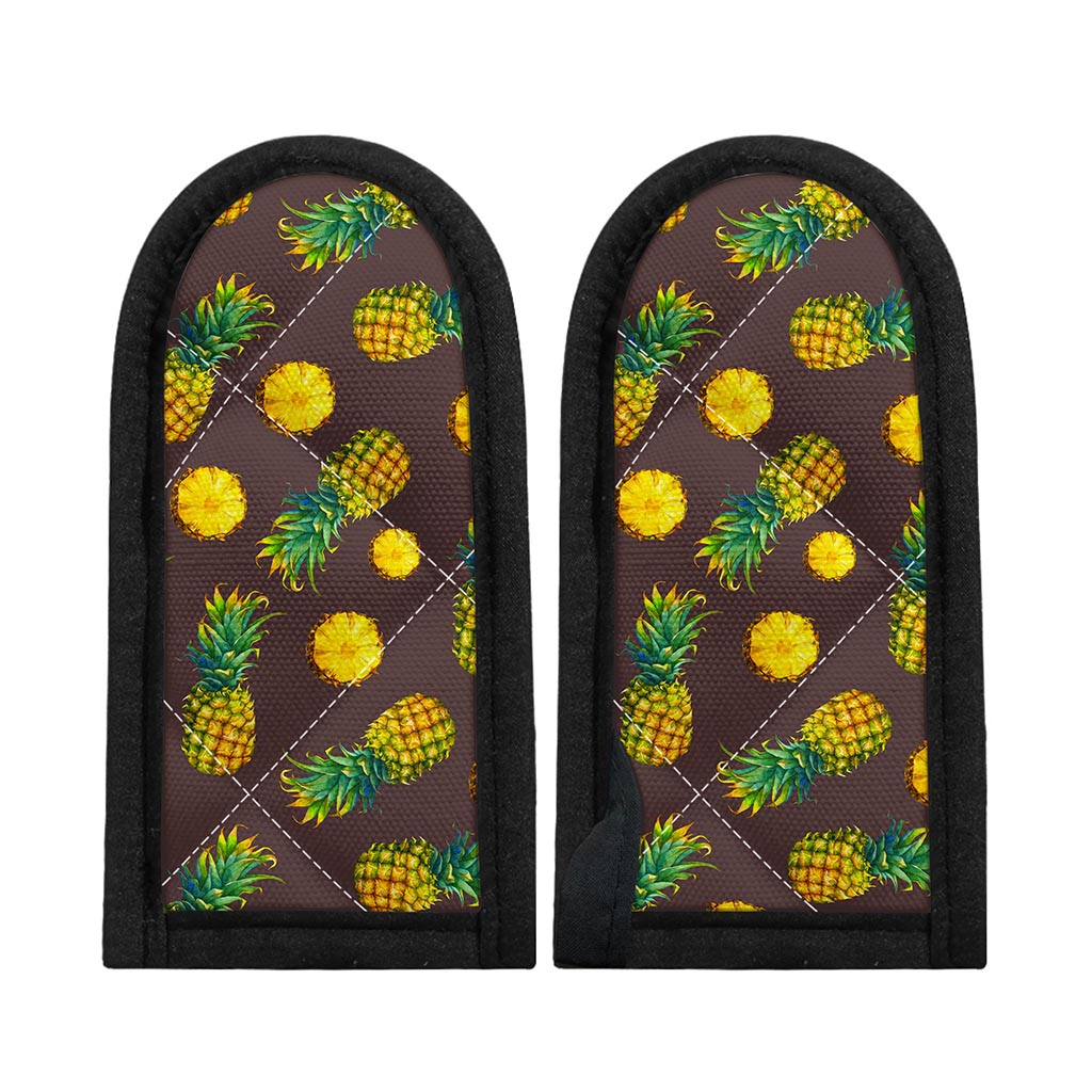 Brown Pineapple Pattern Print Skillet Handle Cover