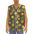 Brown Pineapple Pattern Print Sleeveless Baseball Jersey
