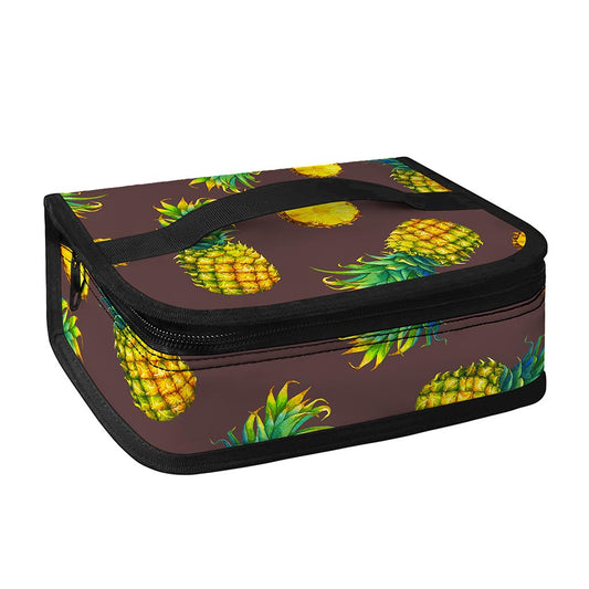 Brown Pineapple Pattern Print Small Lunch Bag