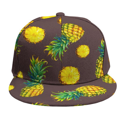 Brown Pineapple Pattern Print Snapback Cap