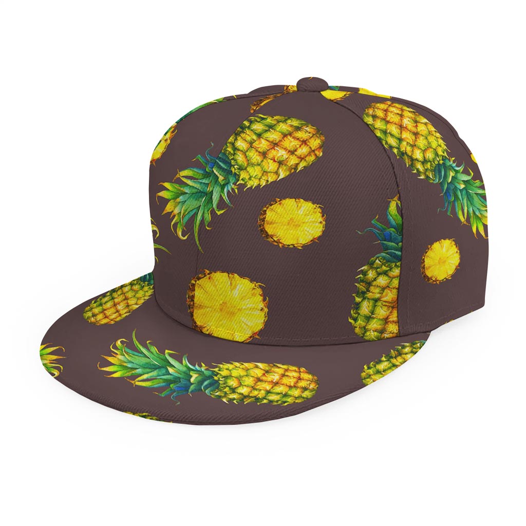 Brown Pineapple Pattern Print Snapback Cap
