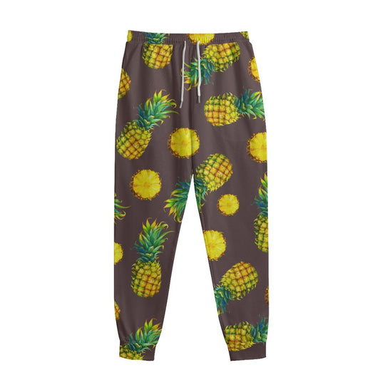 Brown Pineapple Pattern Print Sweatpants