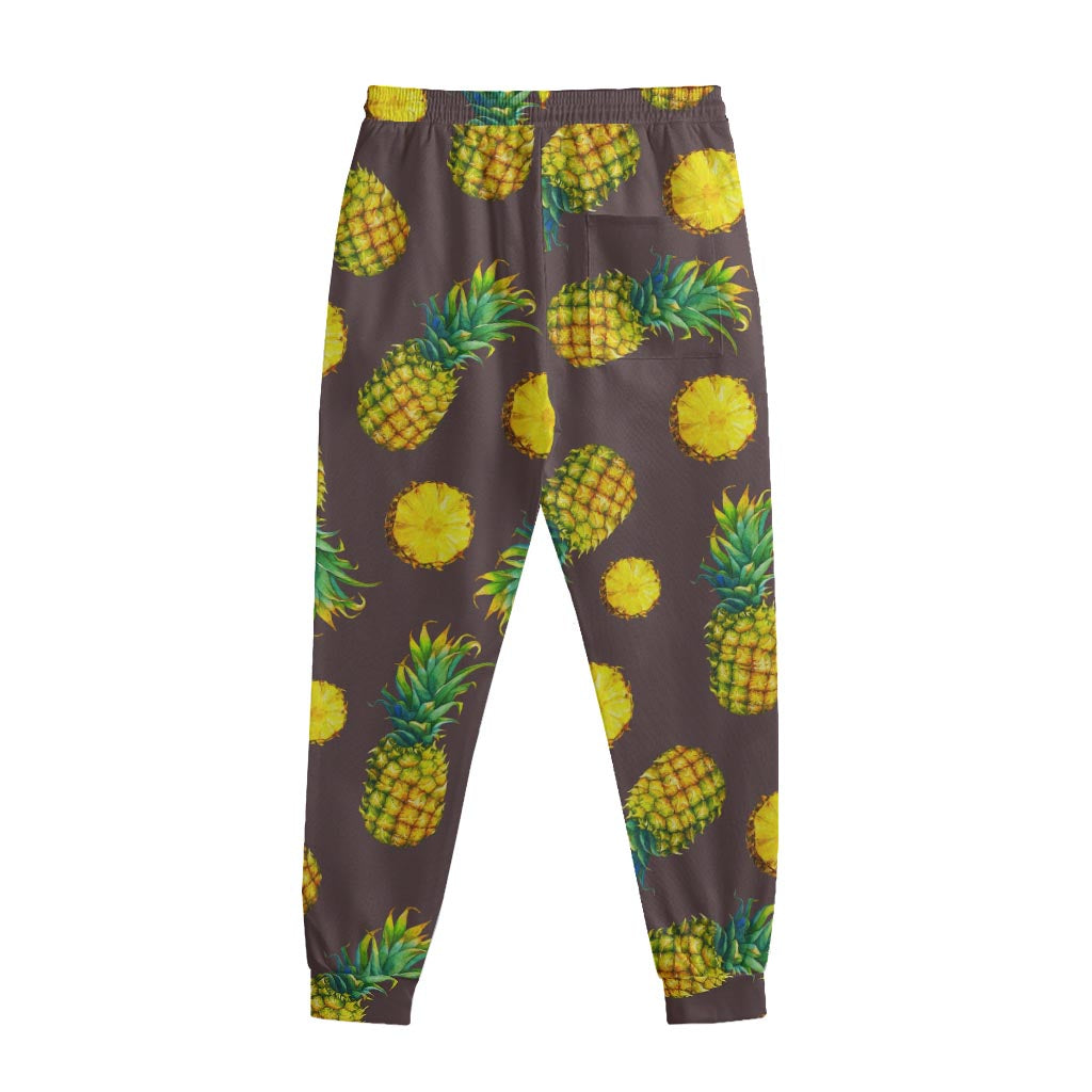Brown Pineapple Pattern Print Sweatpants