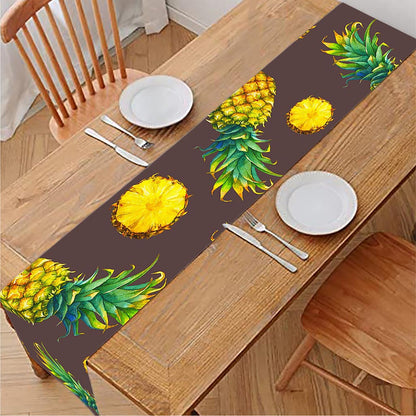 Brown Pineapple Pattern Print Table Runner