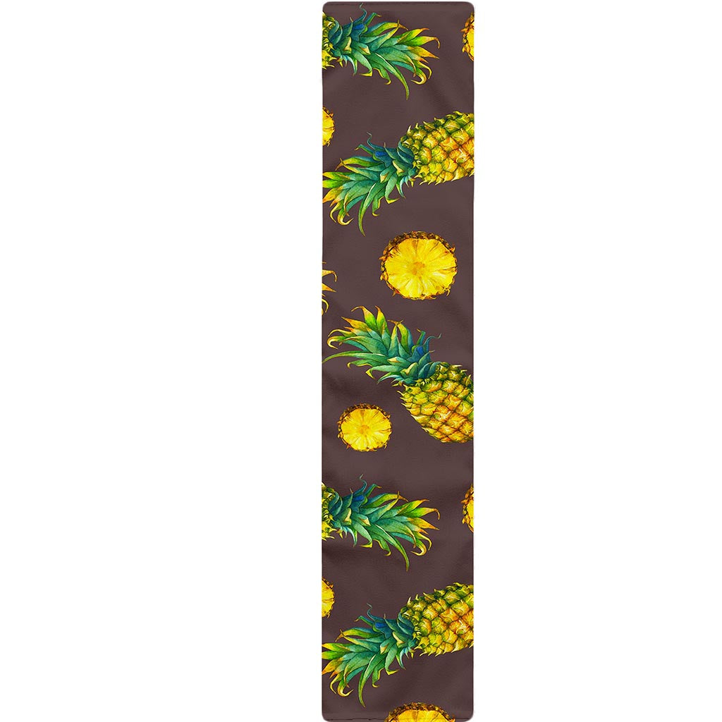 Brown Pineapple Pattern Print Table Runner