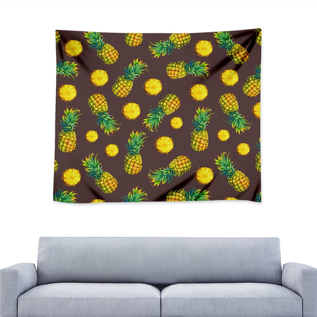 Brown Pineapple Pattern Print Tapestry