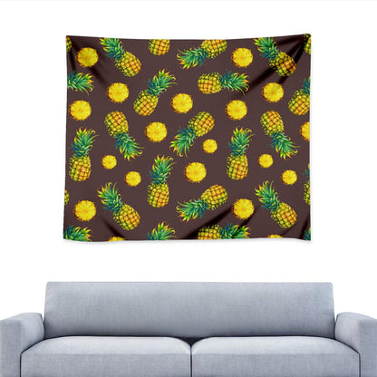 Brown Pineapple Pattern Print Tapestry