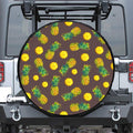 Brown Pineapple Pattern Print Tire Cover