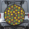 Brown Pineapple Pattern Print Tire Cover With Camera Hole