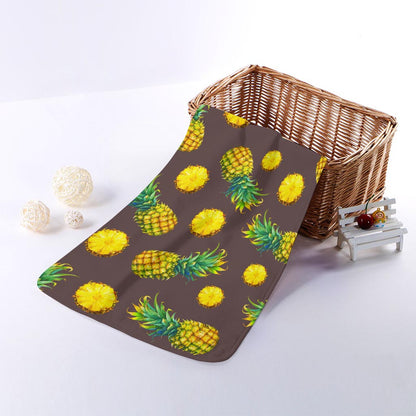Brown Pineapple Pattern Print Towel