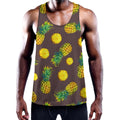 Brown Pineapple Pattern Print Men's Workout Tank Top