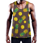 Brown Pineapple Pattern Print Training Tank Top