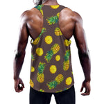 Brown Pineapple Pattern Print Training Tank Top