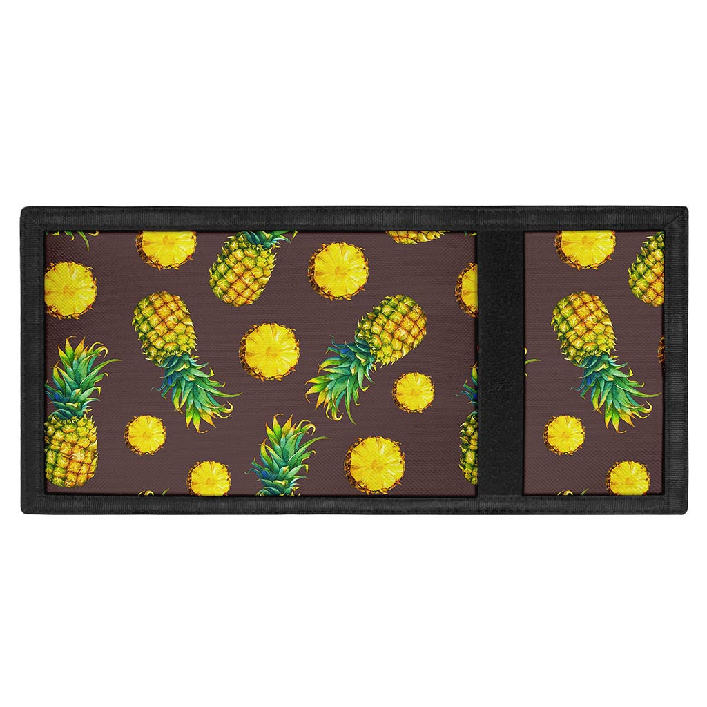 Brown Pineapple Pattern Print Trifold Wallet