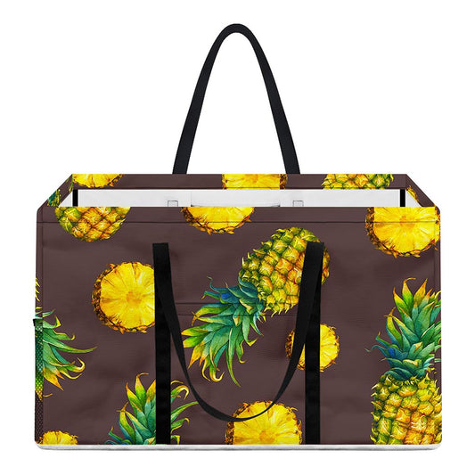 Brown Pineapple Pattern Print Utility Tote Bag