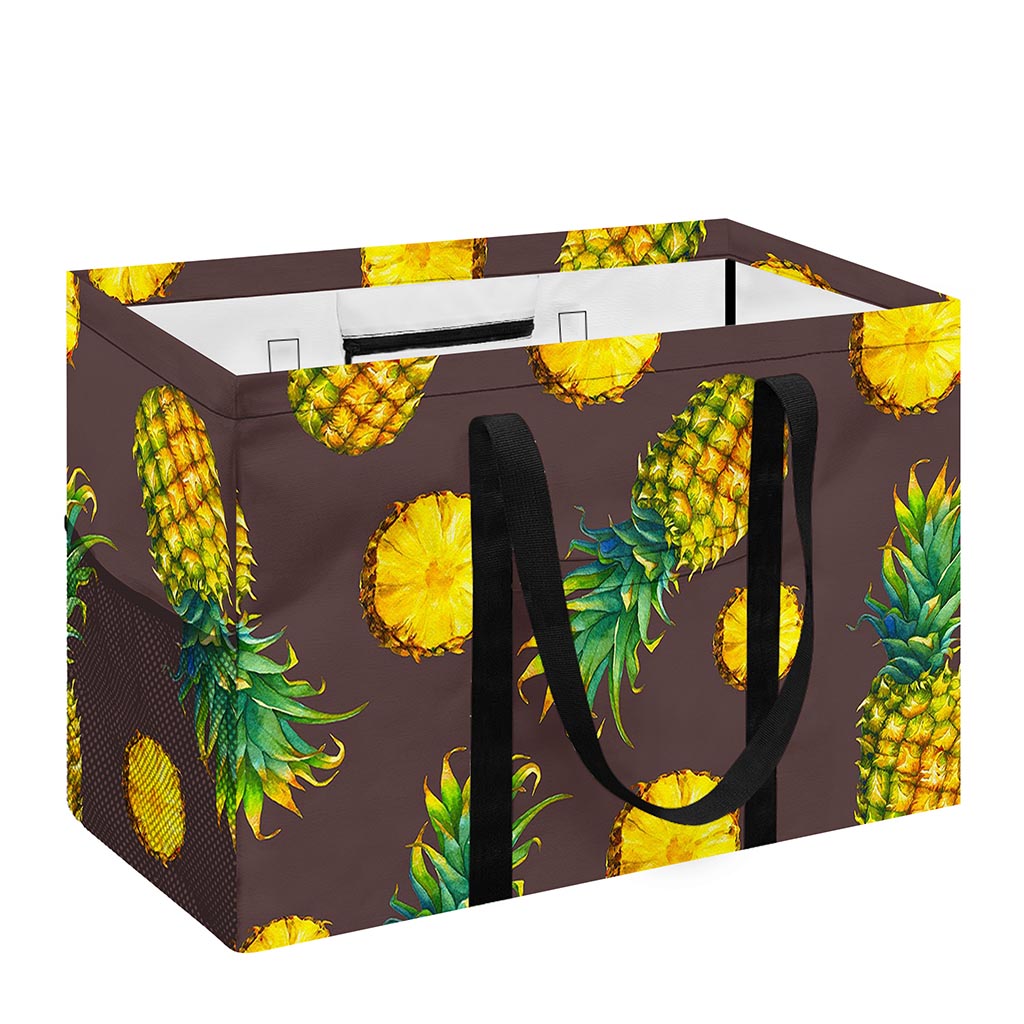 Brown Pineapple Pattern Print Utility Tote Bag