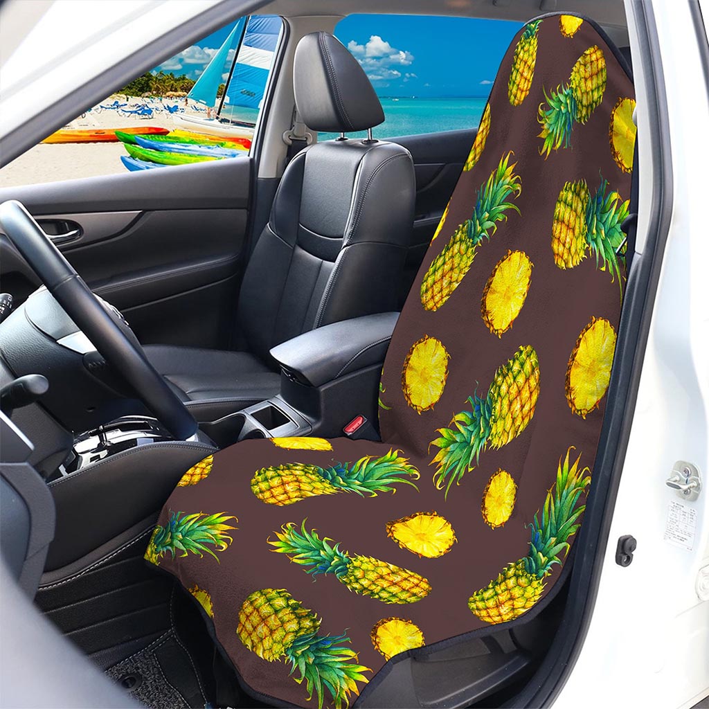Brown Pineapple Pattern Print Waterproof Car Seat Cover