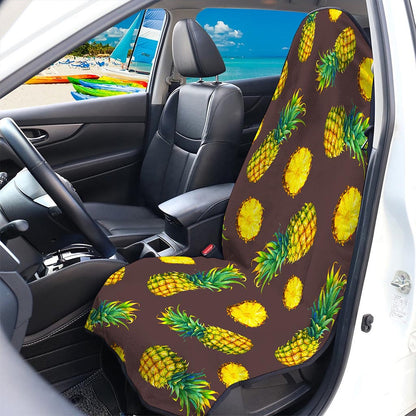 Brown Pineapple Pattern Print Waterproof Car Seat Cover