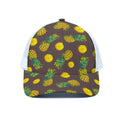 Brown Pineapple Pattern Print White Mesh Trucker Hat