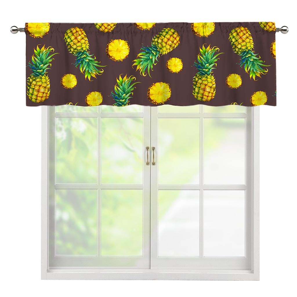 Brown Pineapple Pattern Print Window Valance