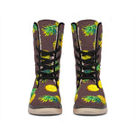 Brown Pineapple Pattern Print Winter Boots