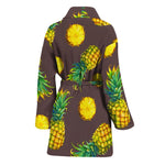 Brown Pineapple Pattern Print Women's Bathrobe