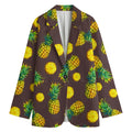 Brown Pineapple Pattern Print Women's Blazer