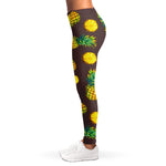 Brown Pineapple Pattern Print Women's Leggings